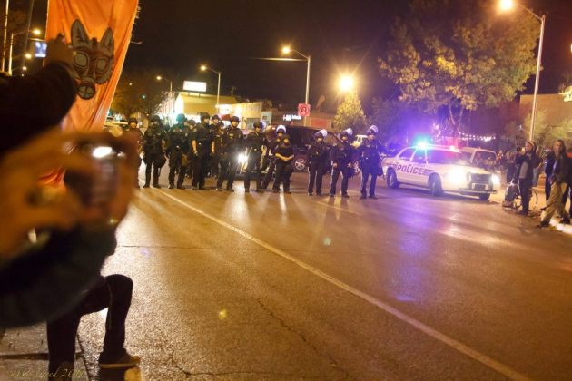 Occupy Albuquerque Oct 25 Marti Reed photo police with street crowd 05