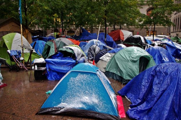Occupy Wall Streets tents camp