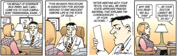 Doonesbury Transvaginal comic strip Rick Perry TX