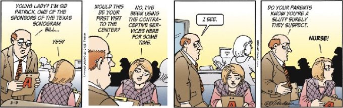Doonesbury TX sonogram comic slut