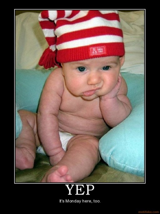 Funny photo with caption baby yep it's Monday