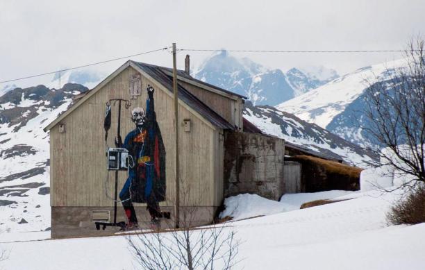 Old superman graffiti art