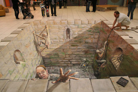 3D Street Chalk Art_The Dungeon - JuIian Beever