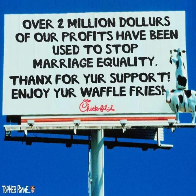 chick fil a billboard profits used to stop marriage equality