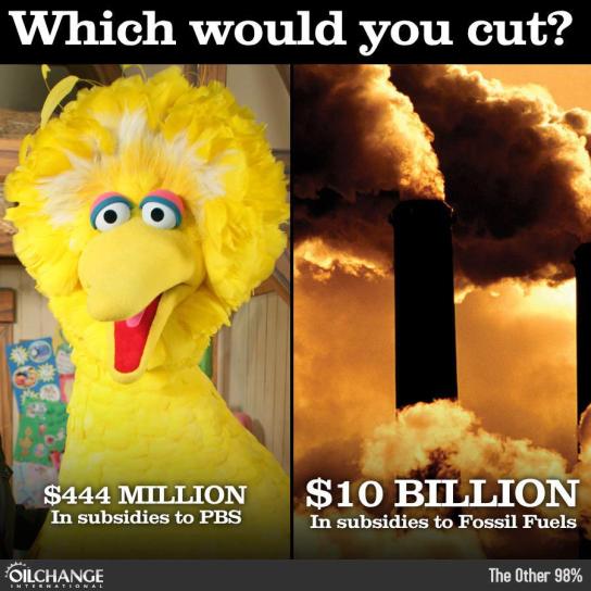 Debate which would you cut PBS or oil company subsidies