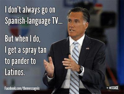 Romney photo caption Univision interview spray tan