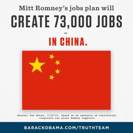 Romney's job plans will create jobs in China