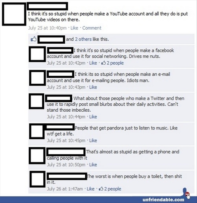 Funny Facebook post hate it when people open a youtube account and upload videos on it