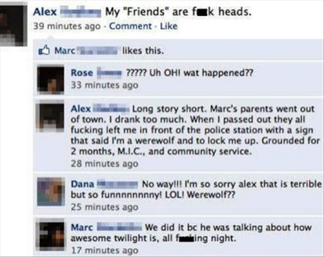 Funny Facebook post talked about twilight all night