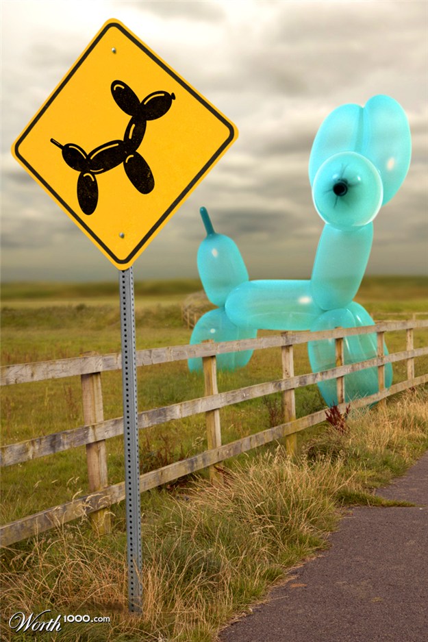 aprils fools day balloon animal sign