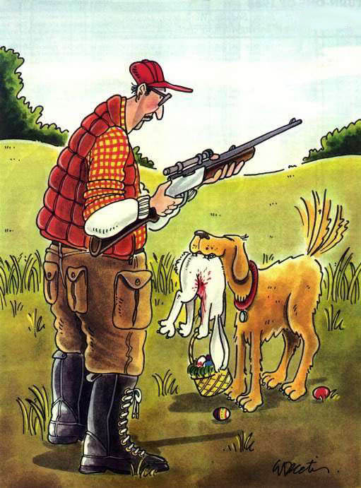 easter cartoon hunter dog easter bunny
