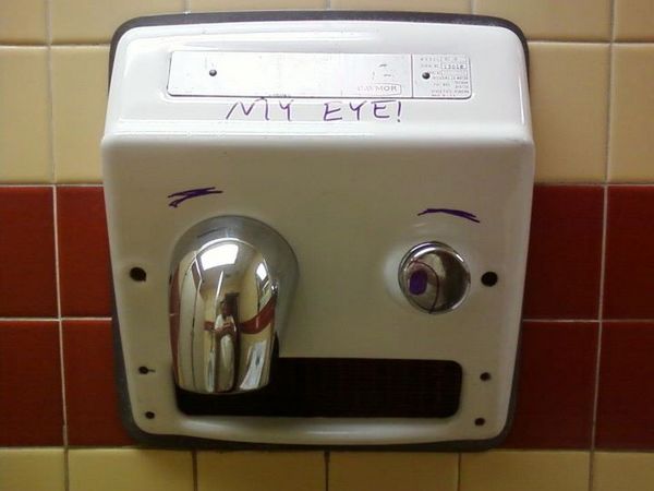 hand dryer looks like a face