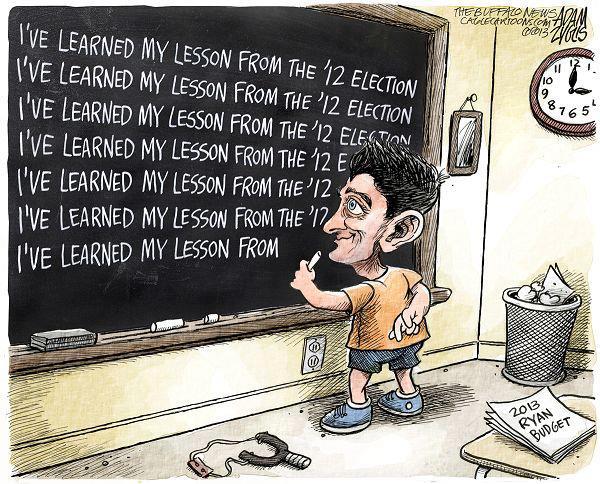 political cartoon paul ryan learns lesson_ not