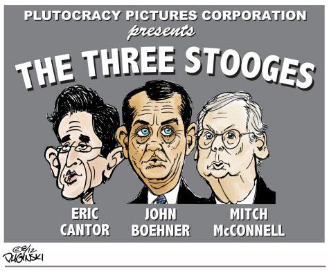 Political humor cartoon three stooges cantor boehner mcconnell