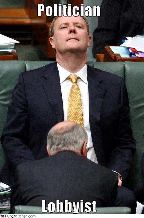 political photo with funny caption-politician lobbyist relationship