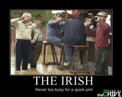 St Patrick's Day Irish standing in water at the bar