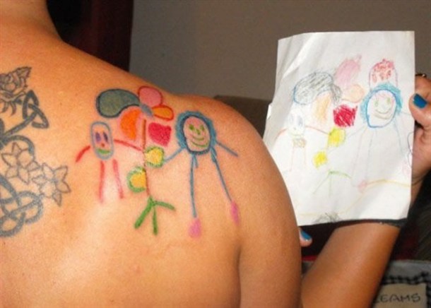 tattoo of childs drawing this is loving your kid