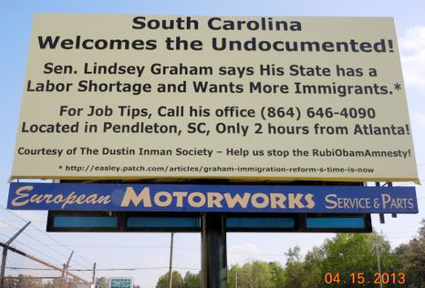 GA billboard that SC wants immigrants