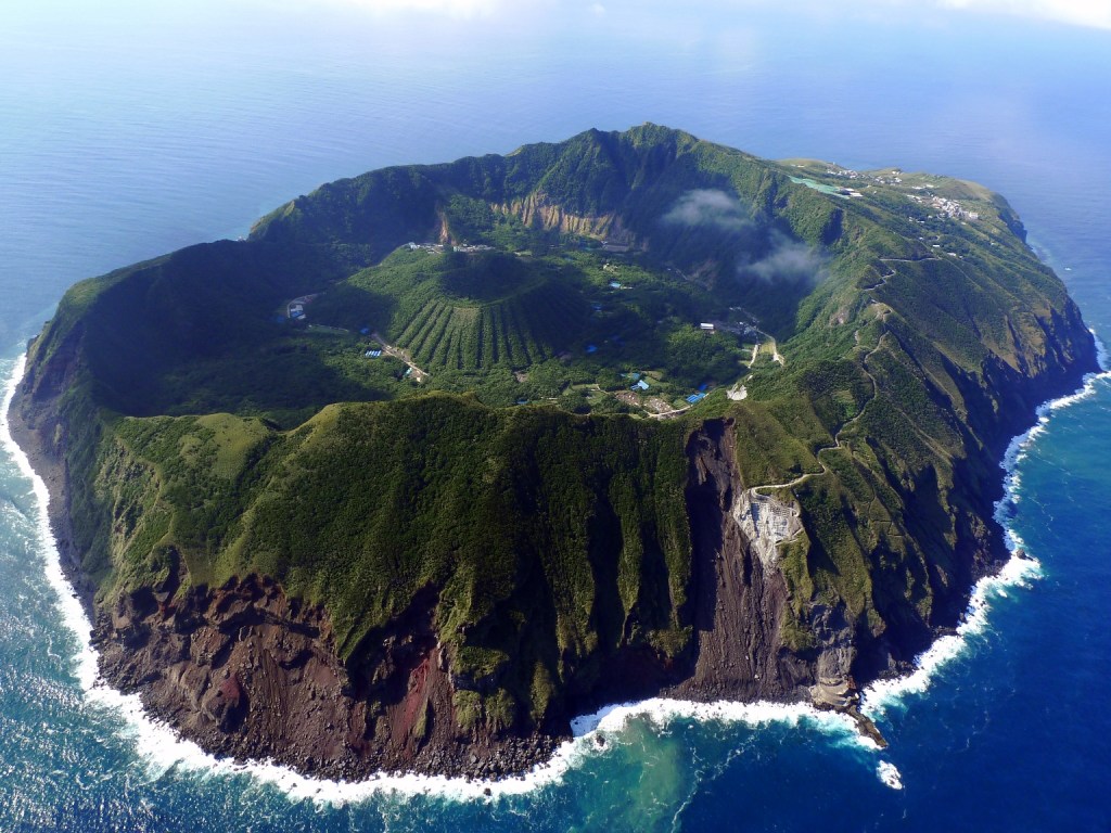 Volcano crater is an island