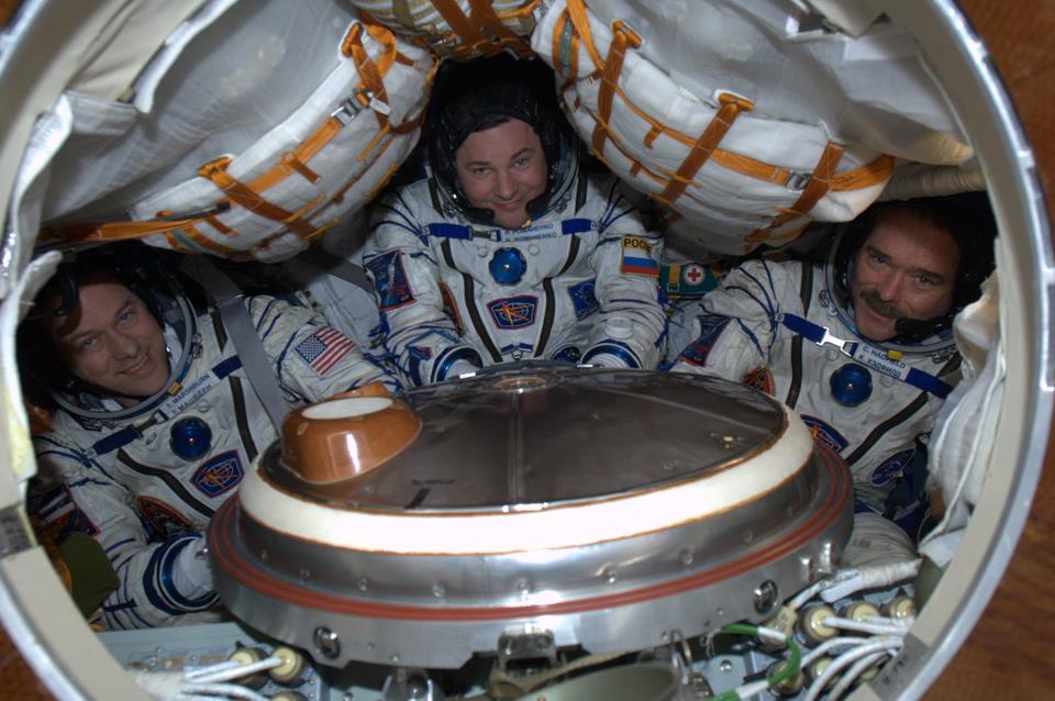 Cris Hadfield ISS returning to earth in the Soyuz capsule