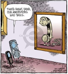 cartoon cell phone ancestors humor