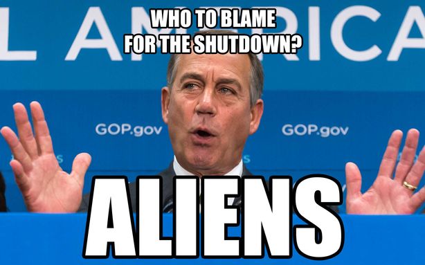 boehner blame aliens for shutdown