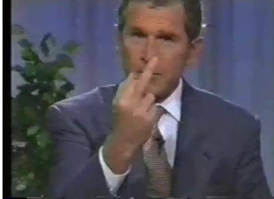 bush flipping the bird photo