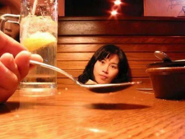 photos mess with mind head in soup spoon