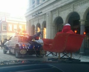 Santa's sleigh be towed away.