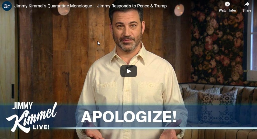Jimmy Kimmel apologizes to Pence in a way only Jimmy Kimmel can&nbsp;do